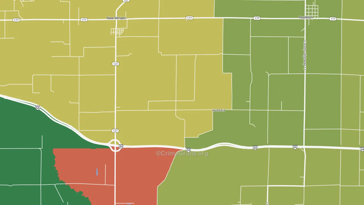 Huegely, IL Map of Assault Rates