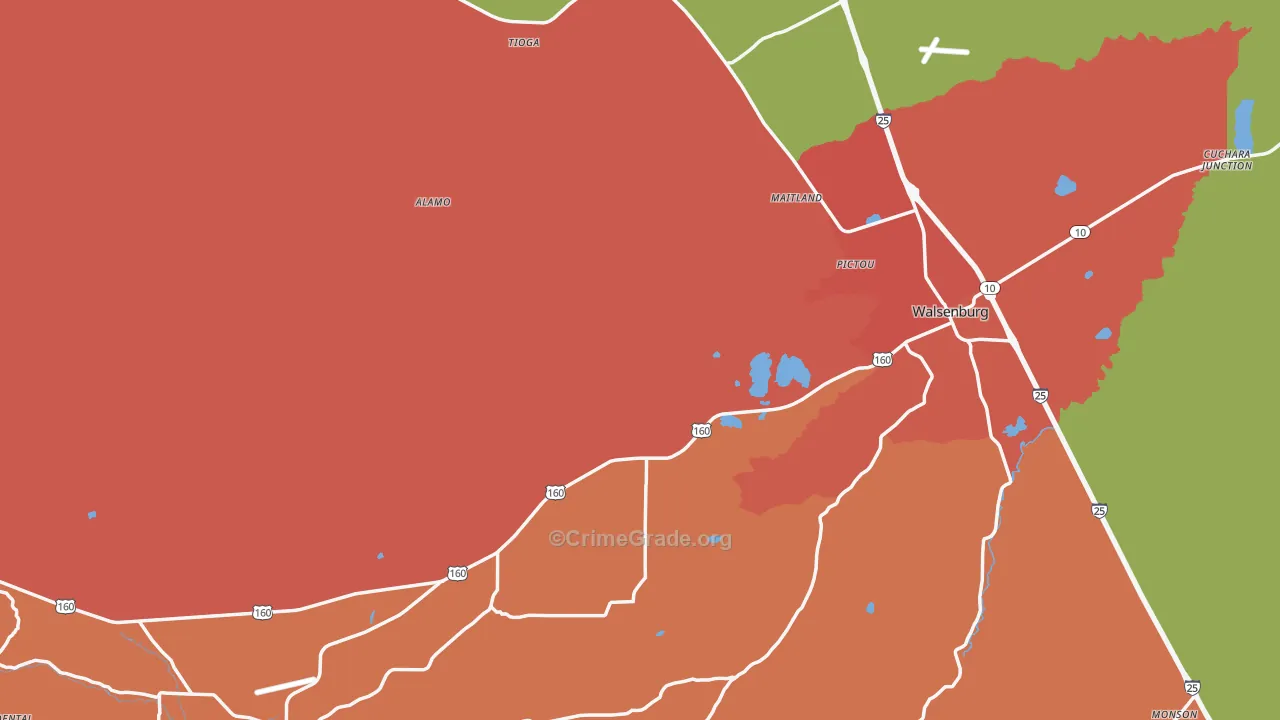 Huerfano County, CO Map of Assault Rates