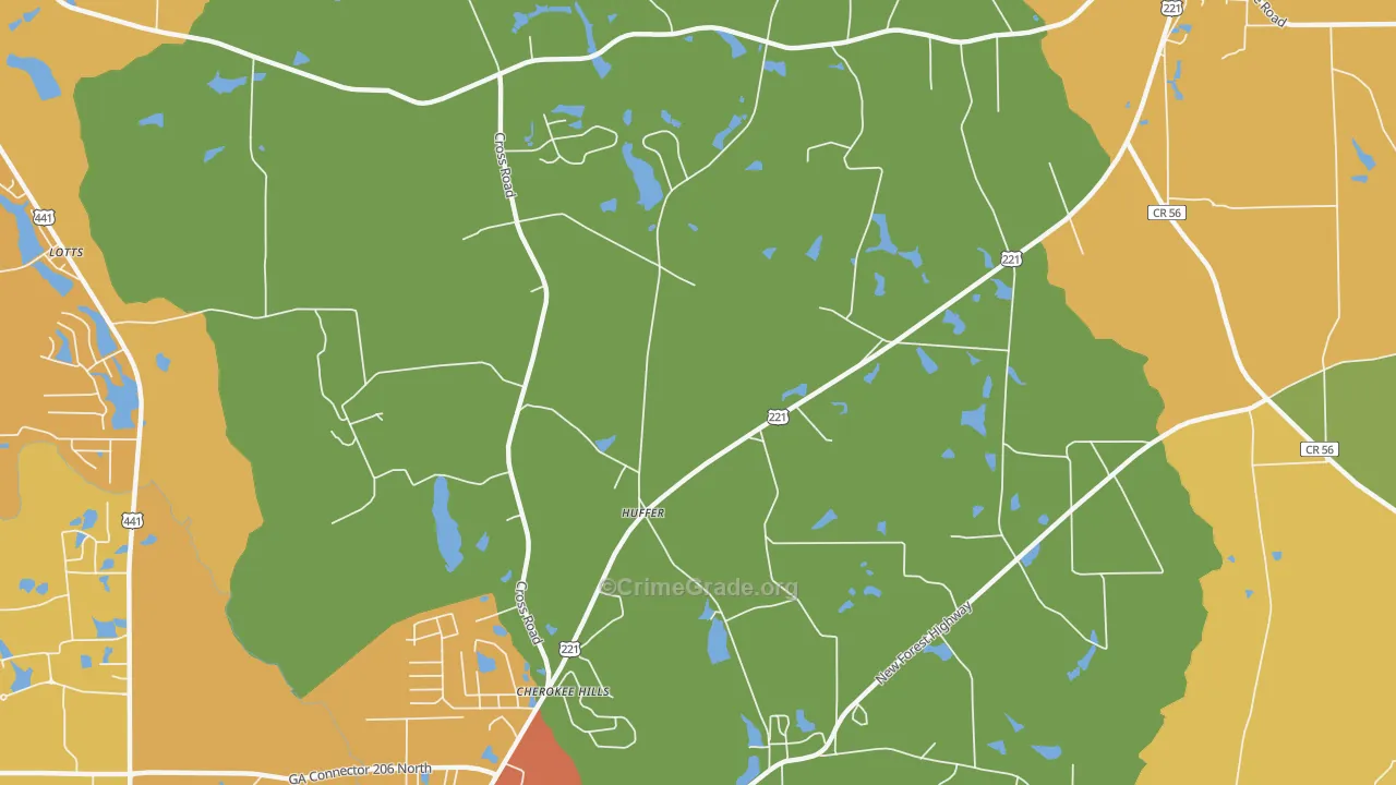 Huffer, GA Map of Assault Rates