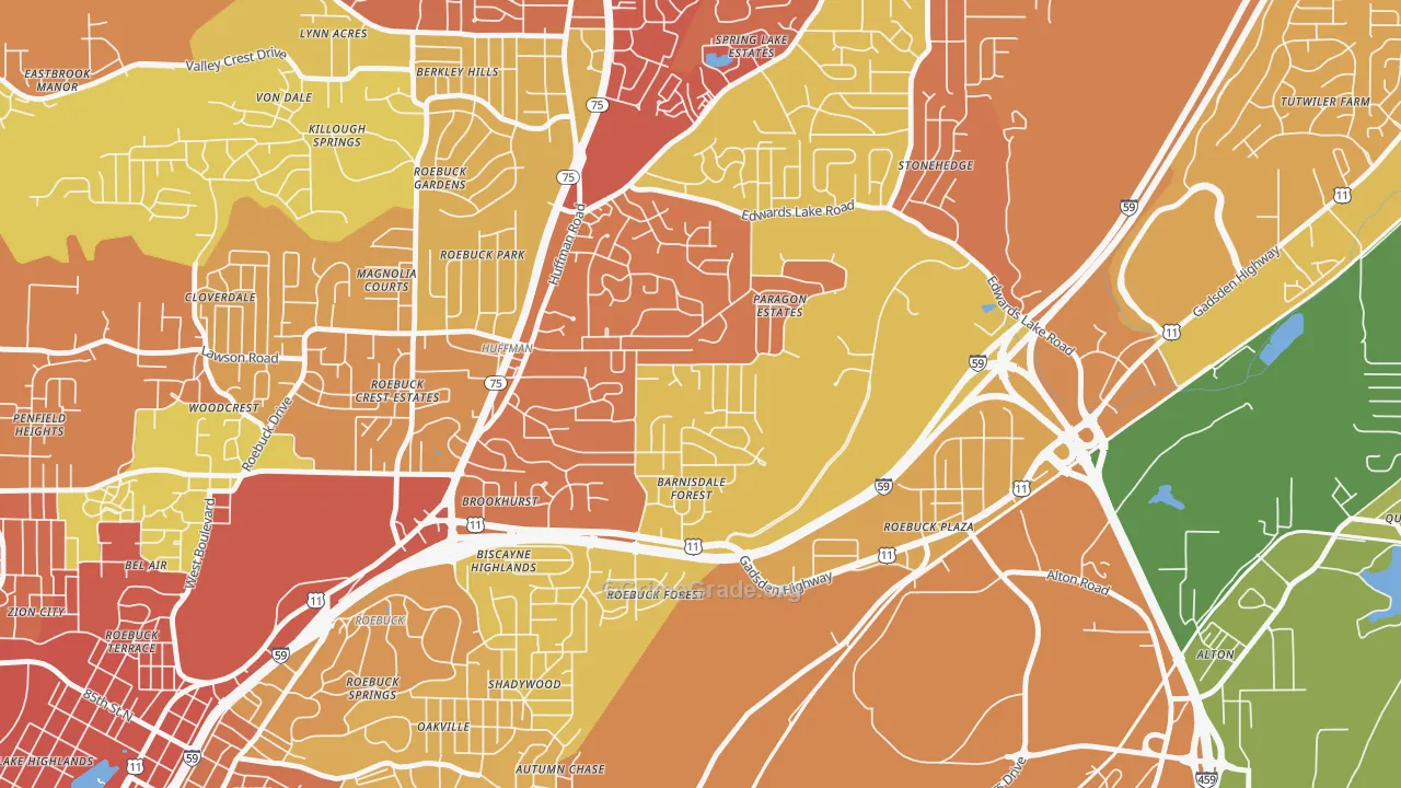 Huffman, Birmingham, AL Map of Assault Rates