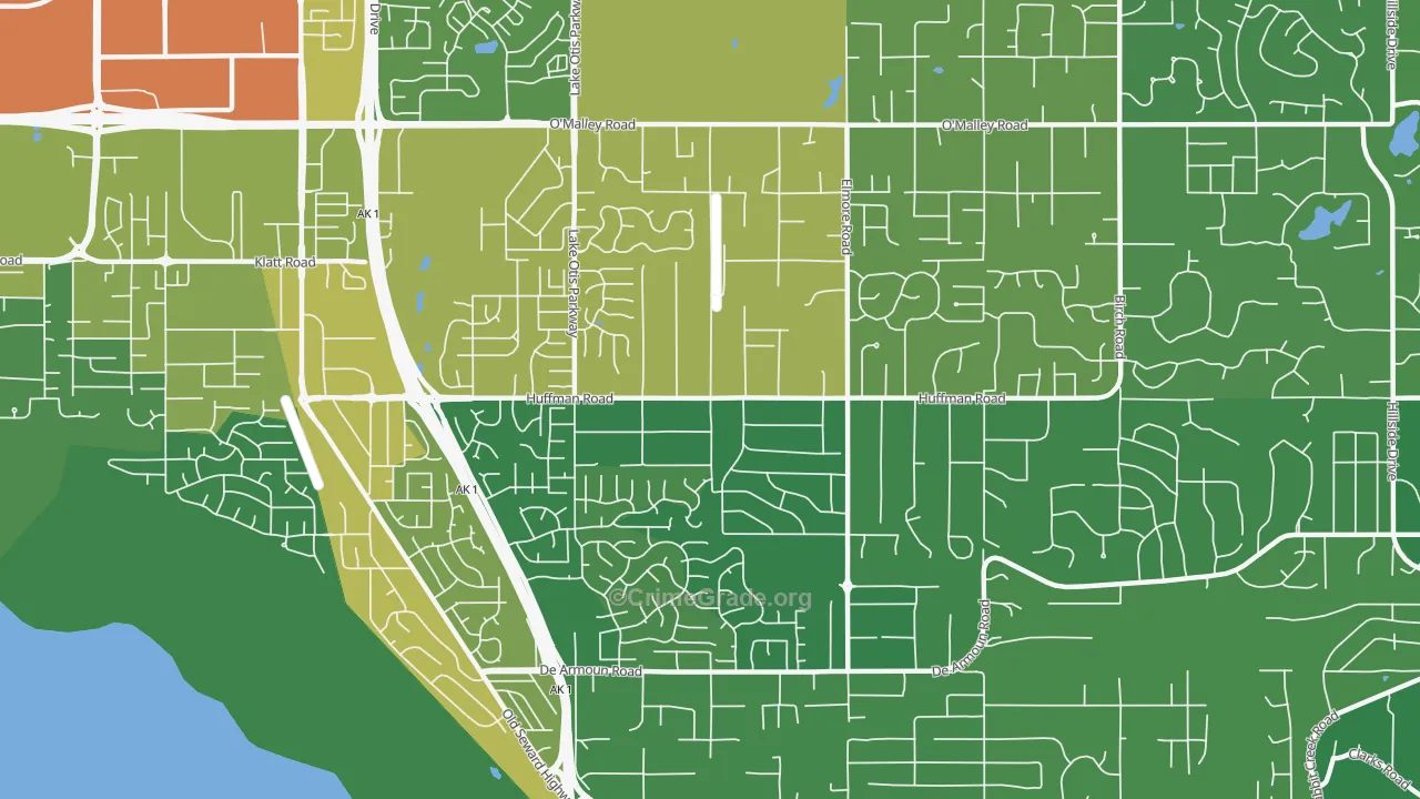 Huffman-O'Malley, Anchorage, AK Map of Assault Rates