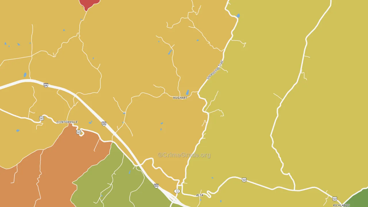 Hughart, WV Map of Assault Rates