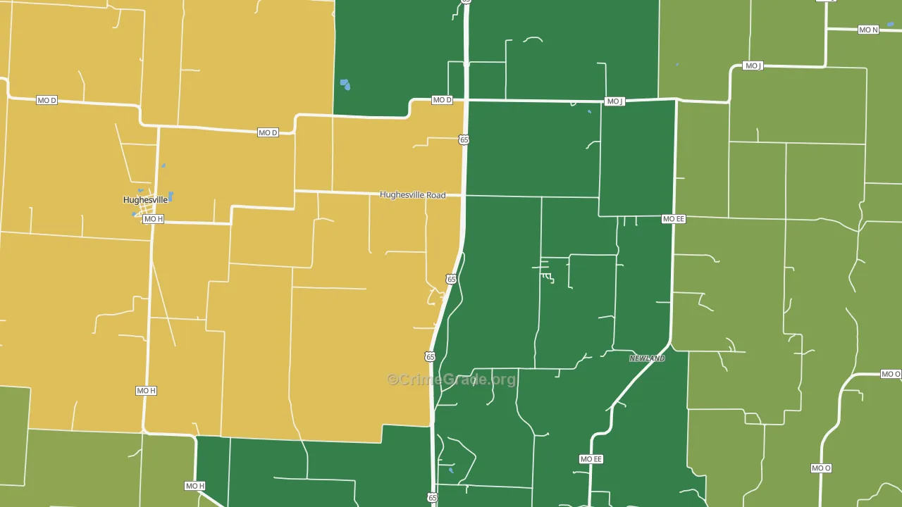 Hughesville, MO Map of Assault Rates