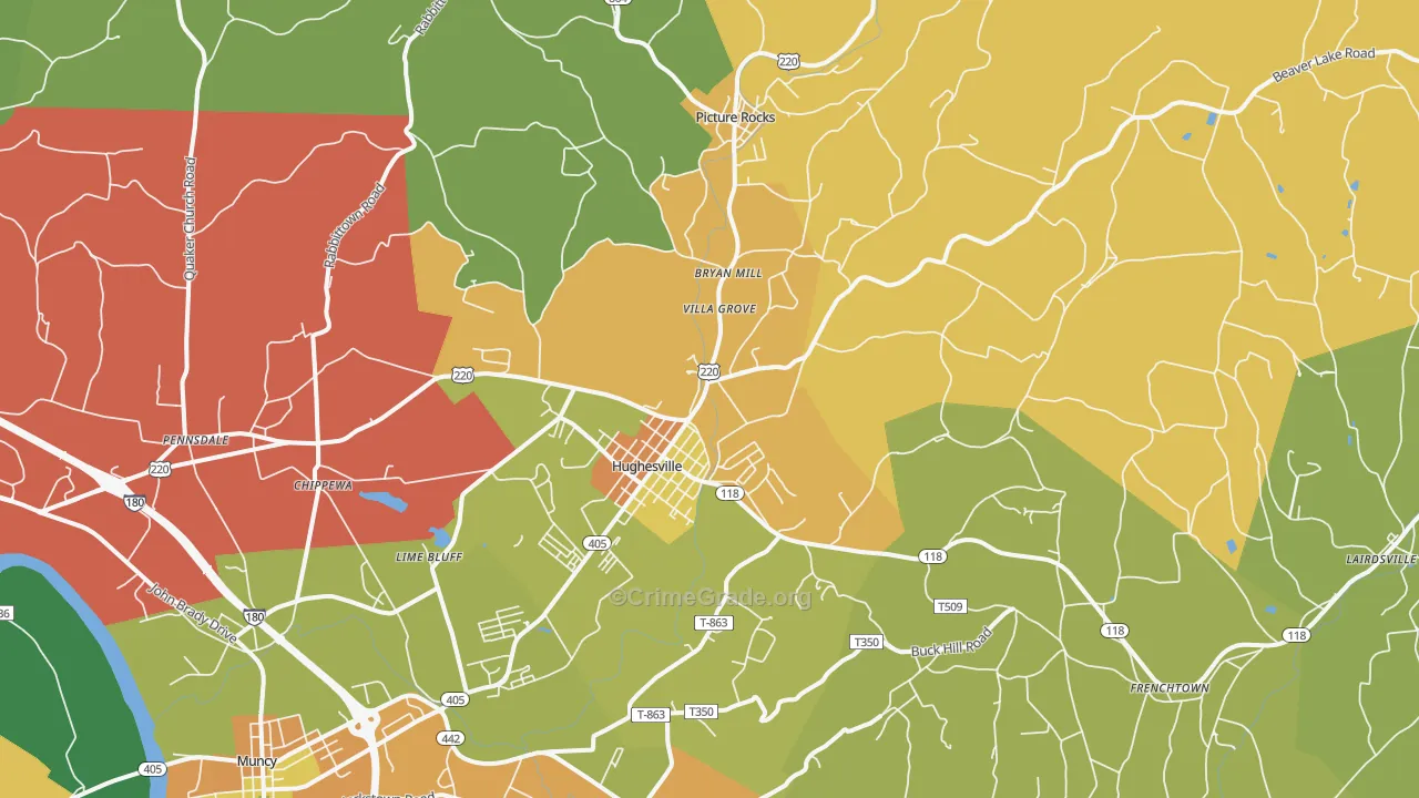 Hughesville, PA Map of Assault Rates