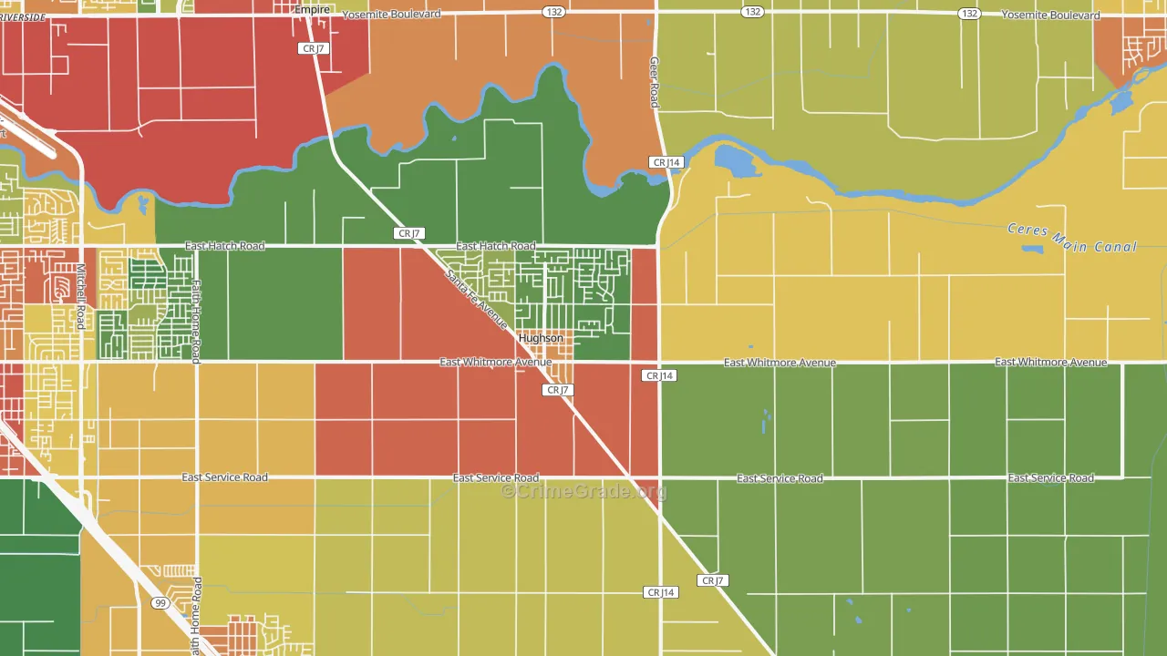 Hughson, CA Map of Assault Rates