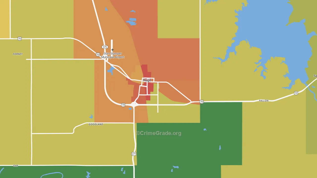 Hugo, OK Map of Assault Rates