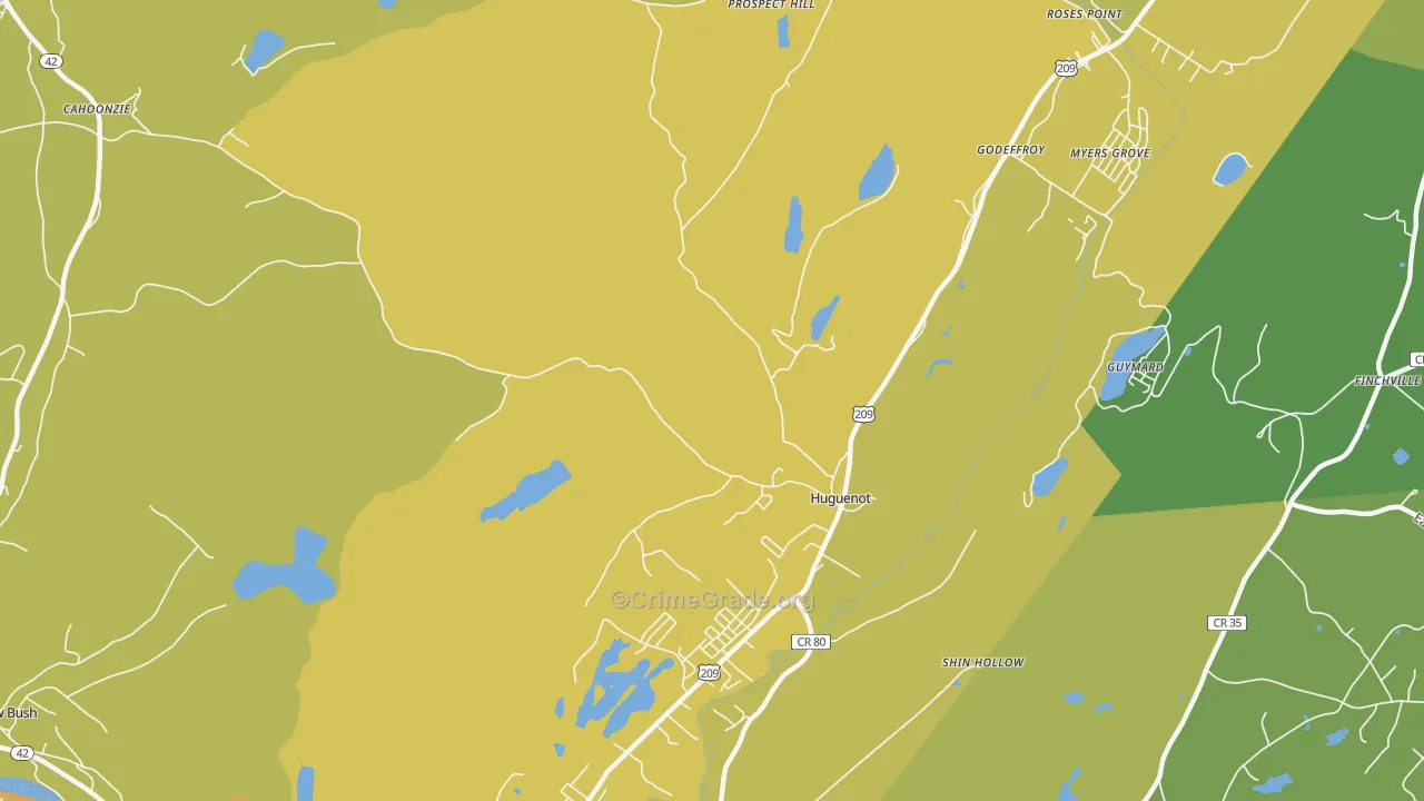 Huguenot, NY Map of Assault Rates