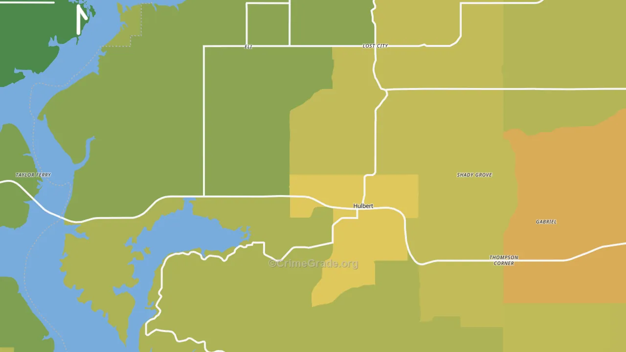 Hulbert, OK Map of Assault Rates