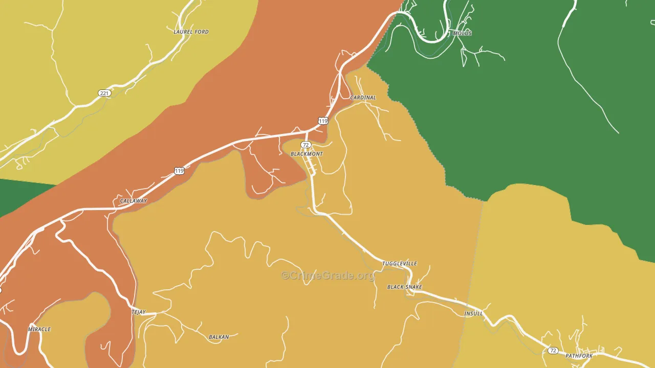 Hulen, KY Map of Assault Rates