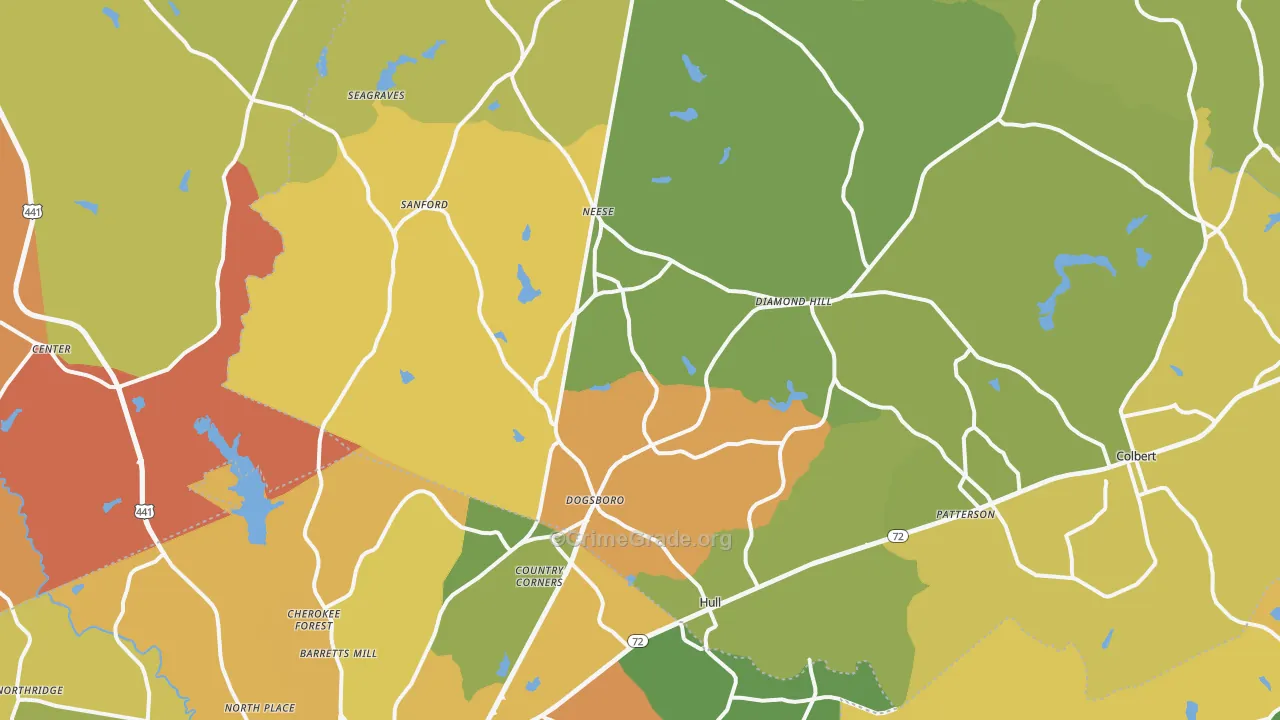Hull, GA Map of Assault Rates