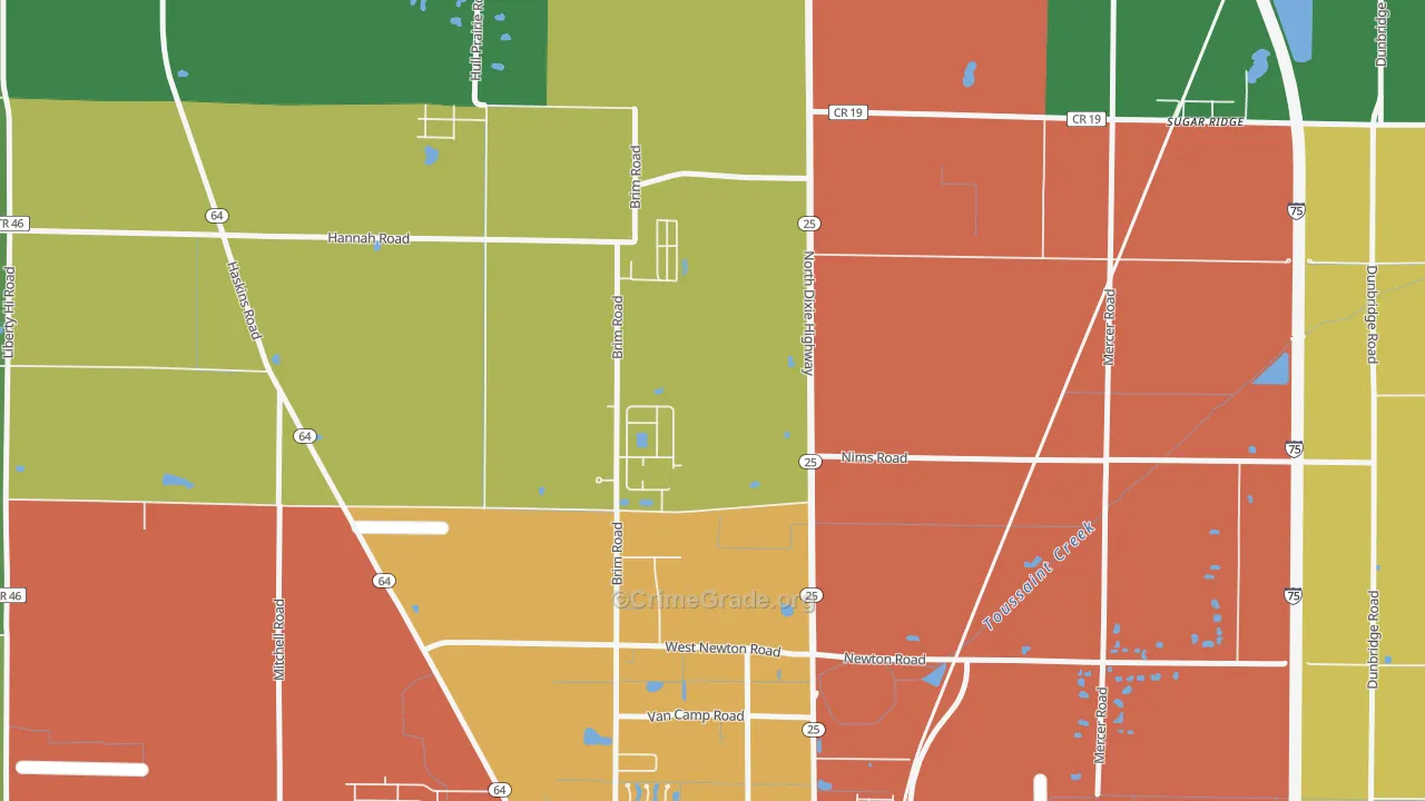 Hull Prairie, OH Map of Assault Rates