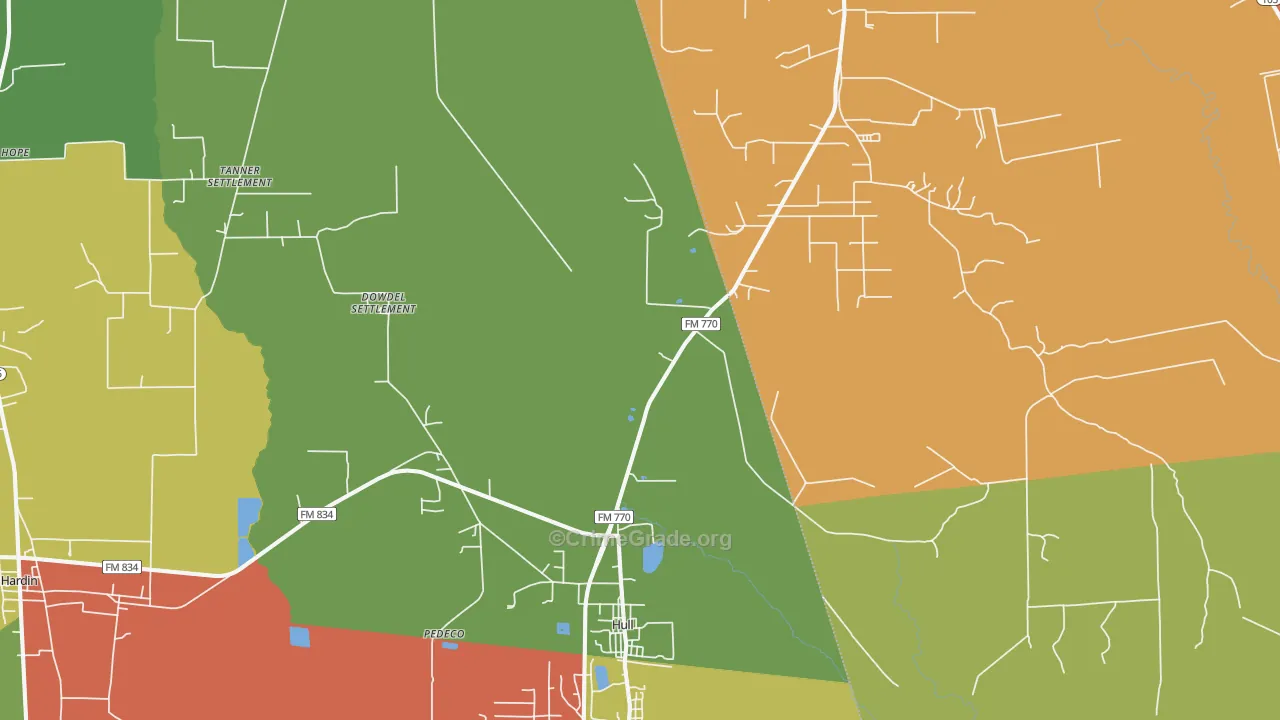 Hull, TX Map of Assault Rates