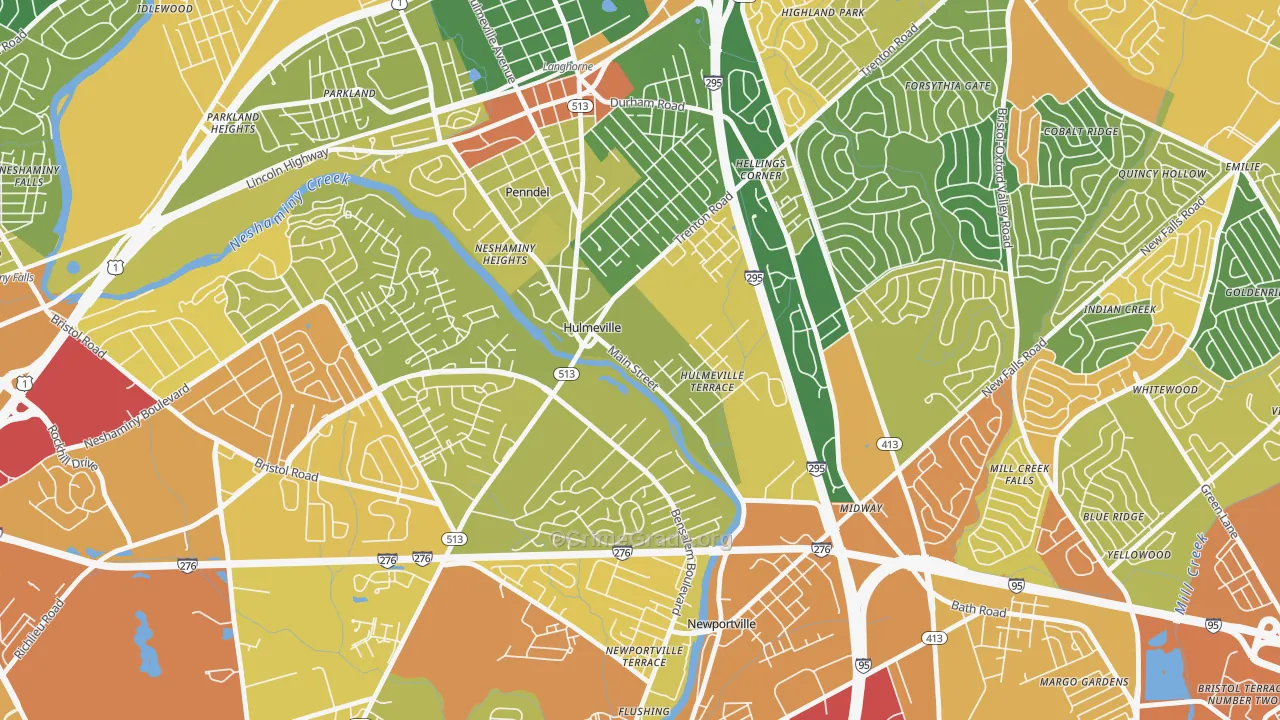 Hulmeville, PA Map of Assault Rates