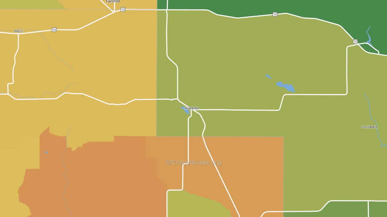 Humbird, WI Map of Assault Rates
