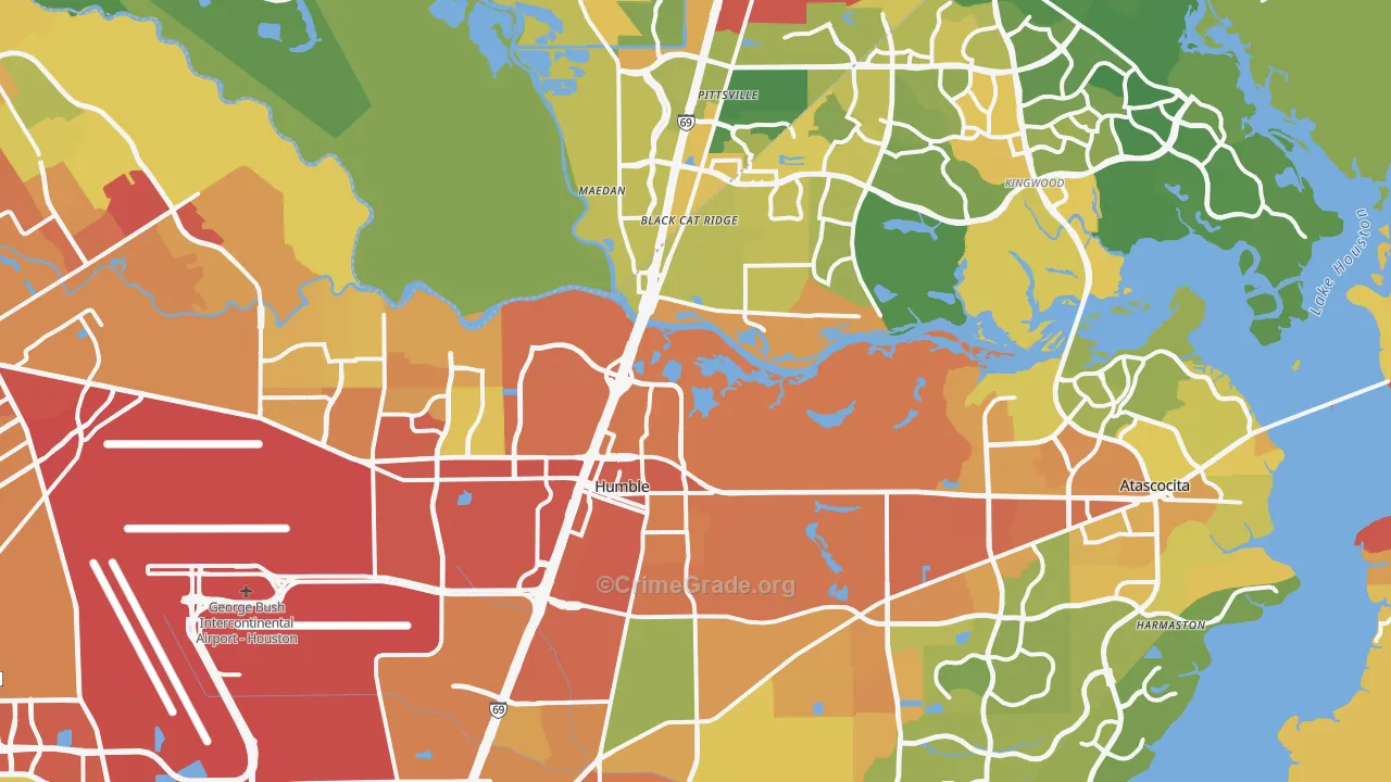 Humble, TX Map of Assault Rates
