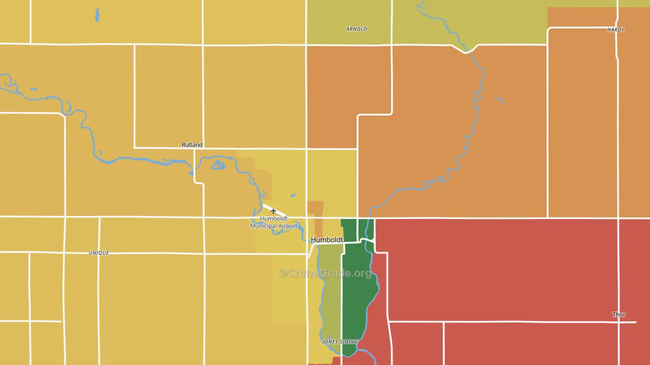 Humboldt County, IA Map of Assault Rates