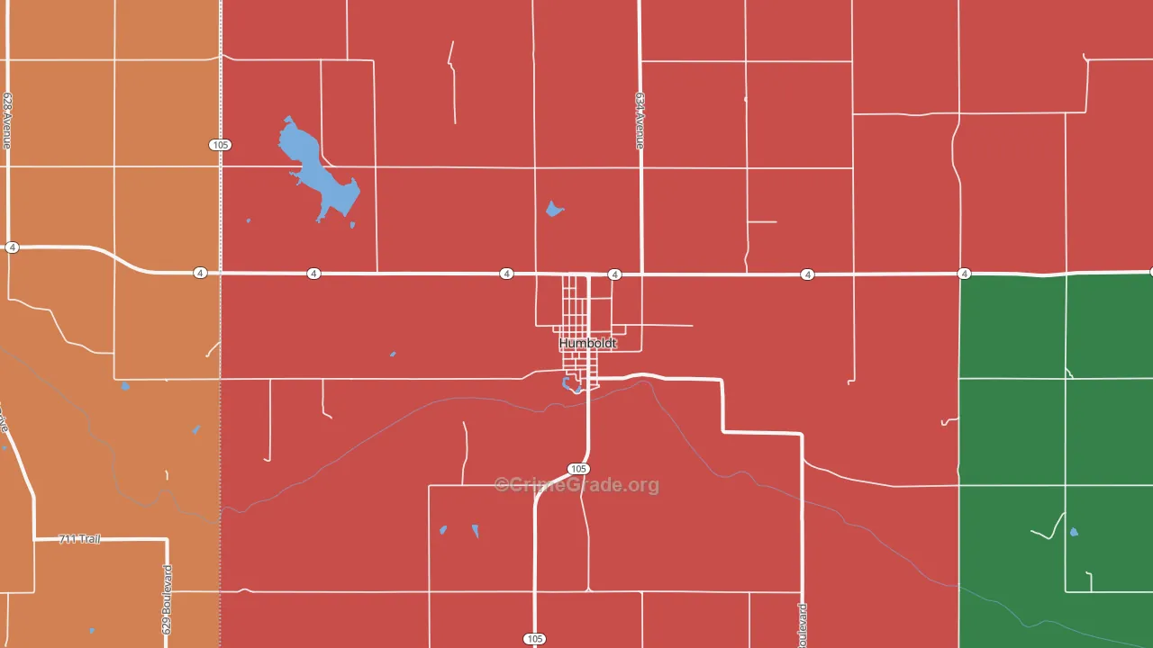 Humboldt, NE Map of Assault Rates