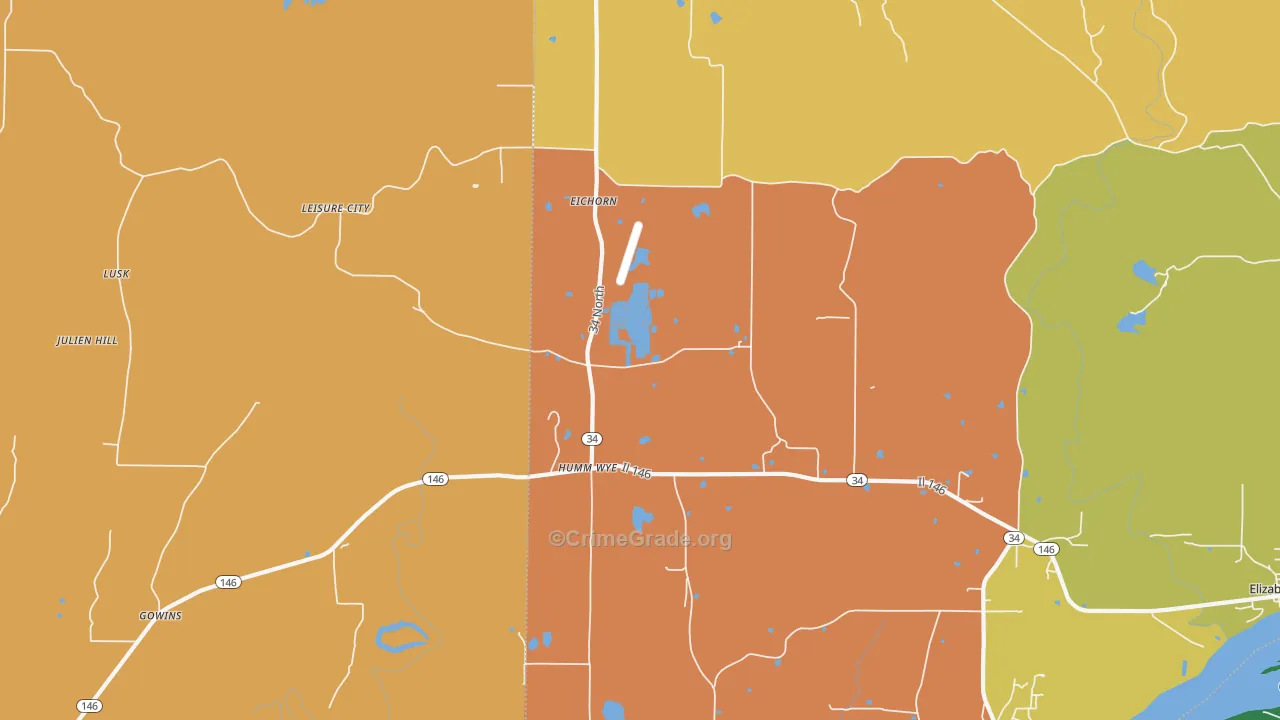 Humm Wye, IL Map of Assault Rates