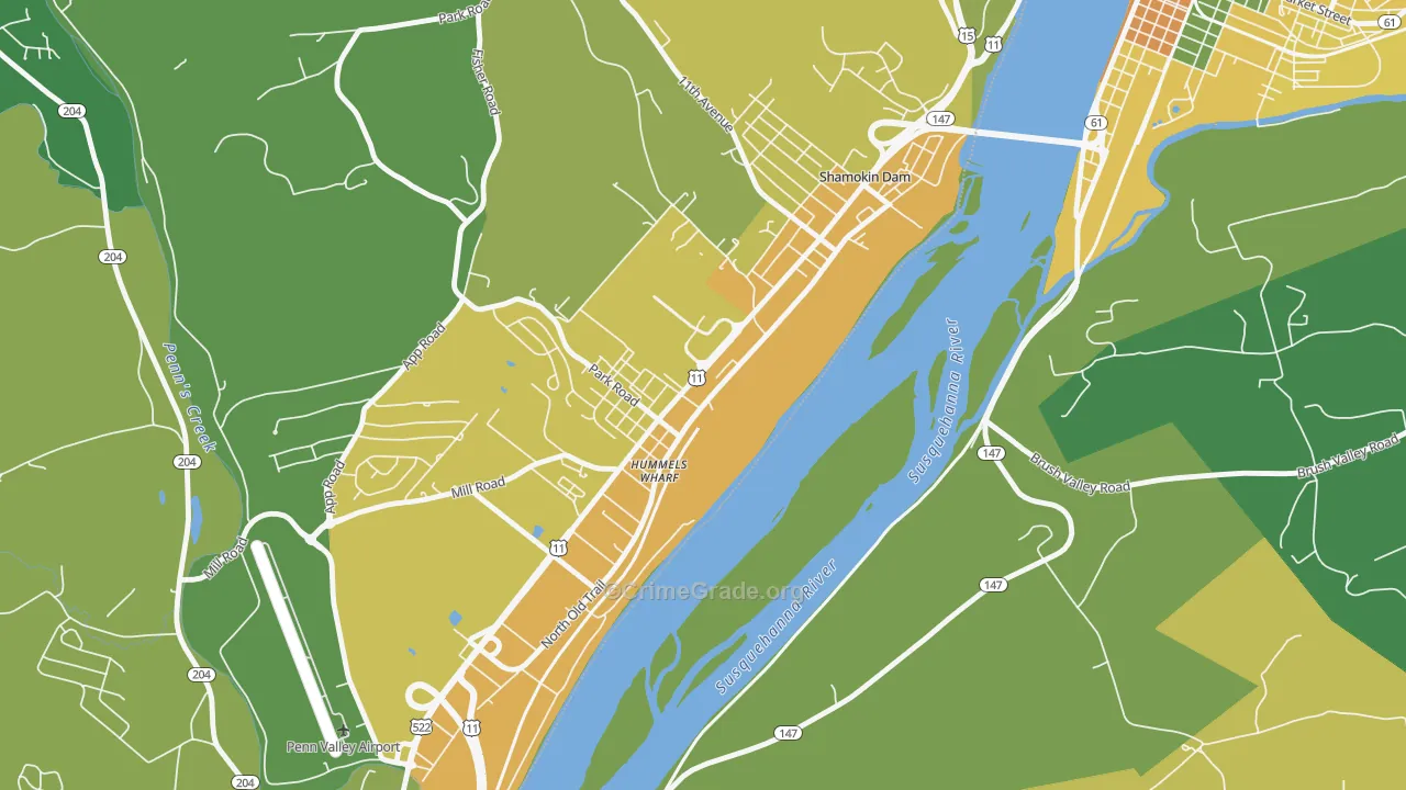 Hummels Wharf, PA Map of Assault Rates