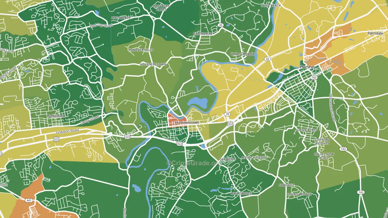 Hummelstown, PA Map of Assault Rates