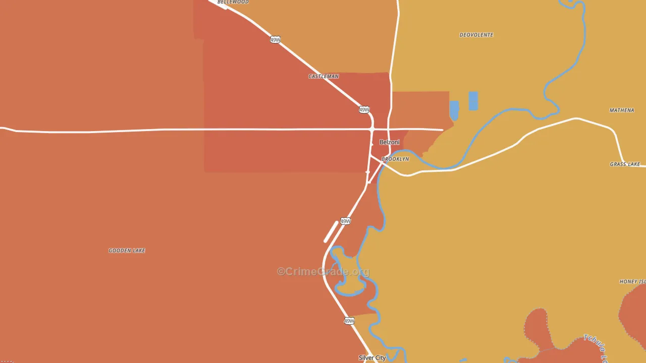 Humphreys County, MS Map of Assault Rates