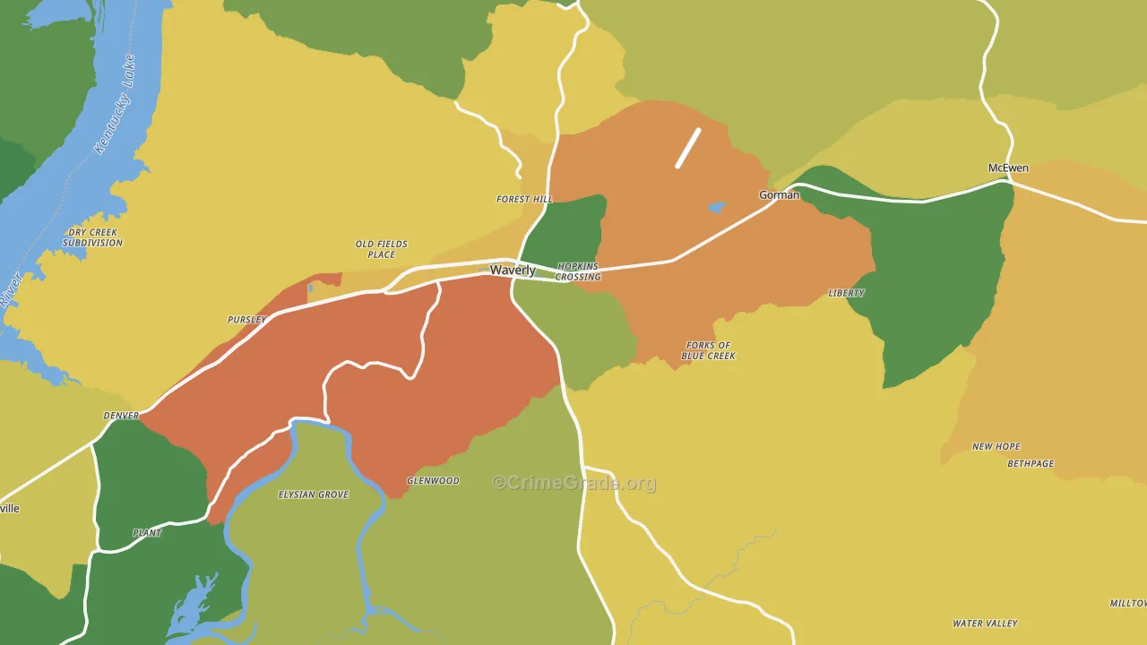 Humphreys County, TN Map of Assault Rates
