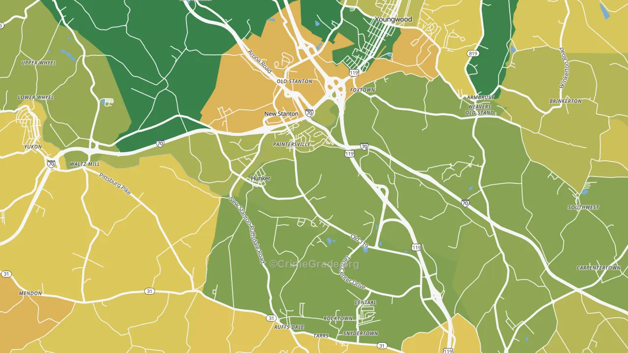 Hunker, PA Map of Assault Rates
