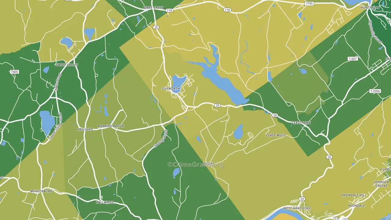 Hunlock Creek, PA Map of Assault Rates