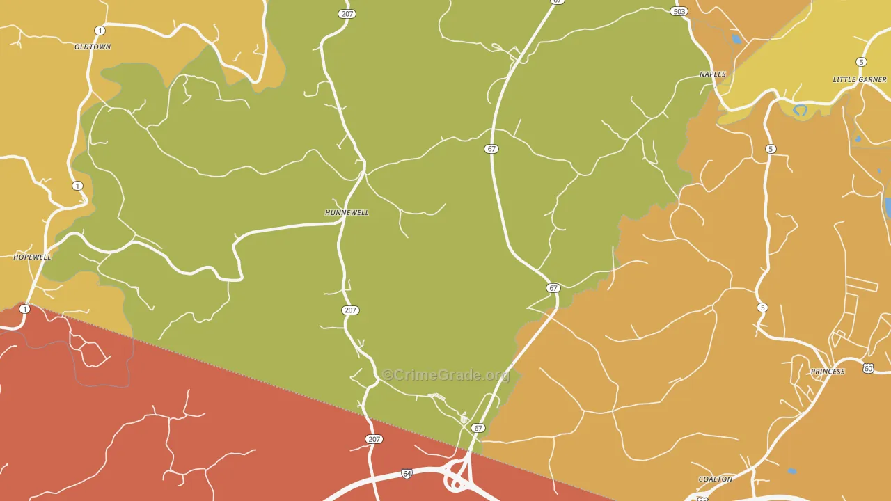 Hunnewell, KY Map of Assault Rates