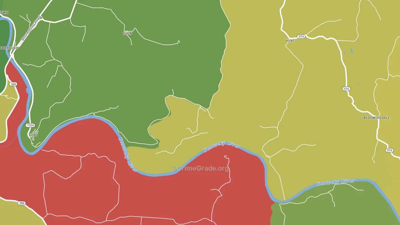 Hunt, KY Map of Assault Rates