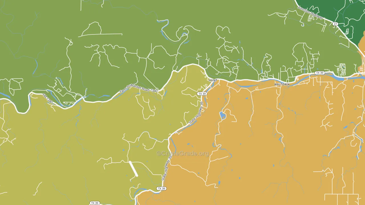 Hunt, TX Map of Assault Rates