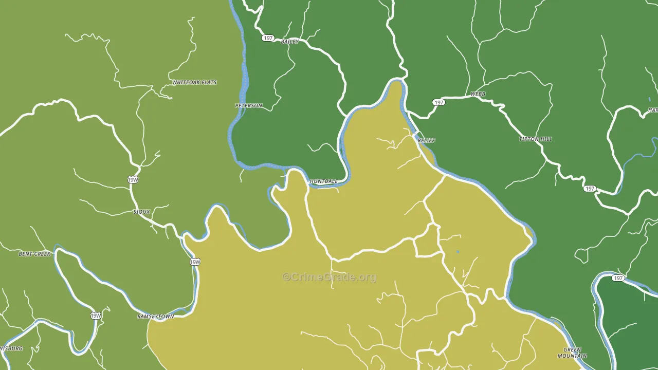 Huntdale, NC Map of Assault Rates