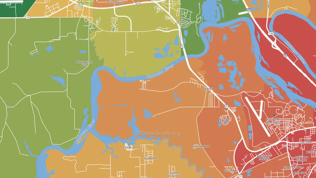Hunter, AL Map of Assault Rates