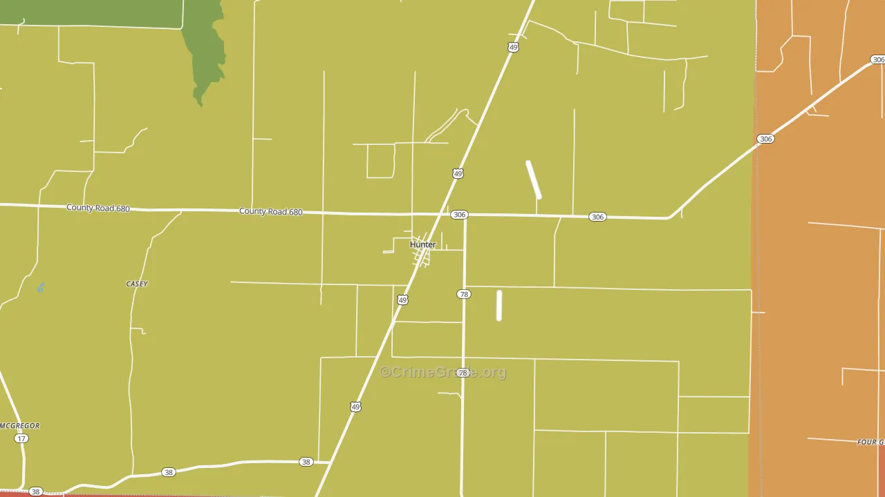 Hunter, AR Map of Assault Rates