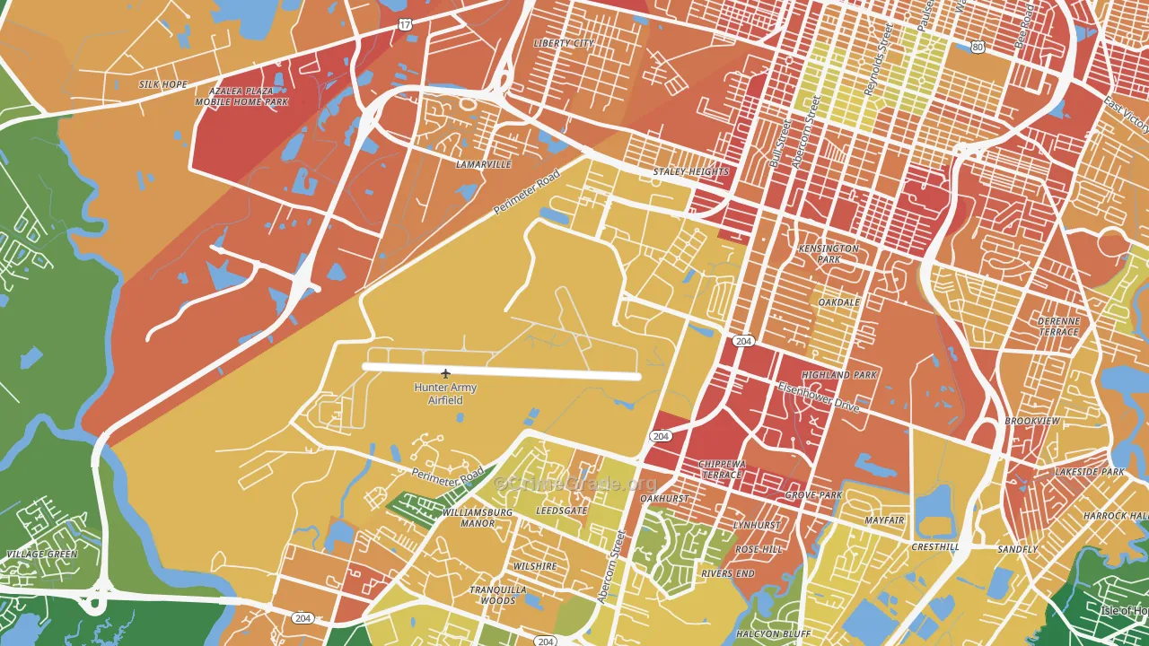 Hunter Army Airfield, Savannah, GA Map of Assault Rates