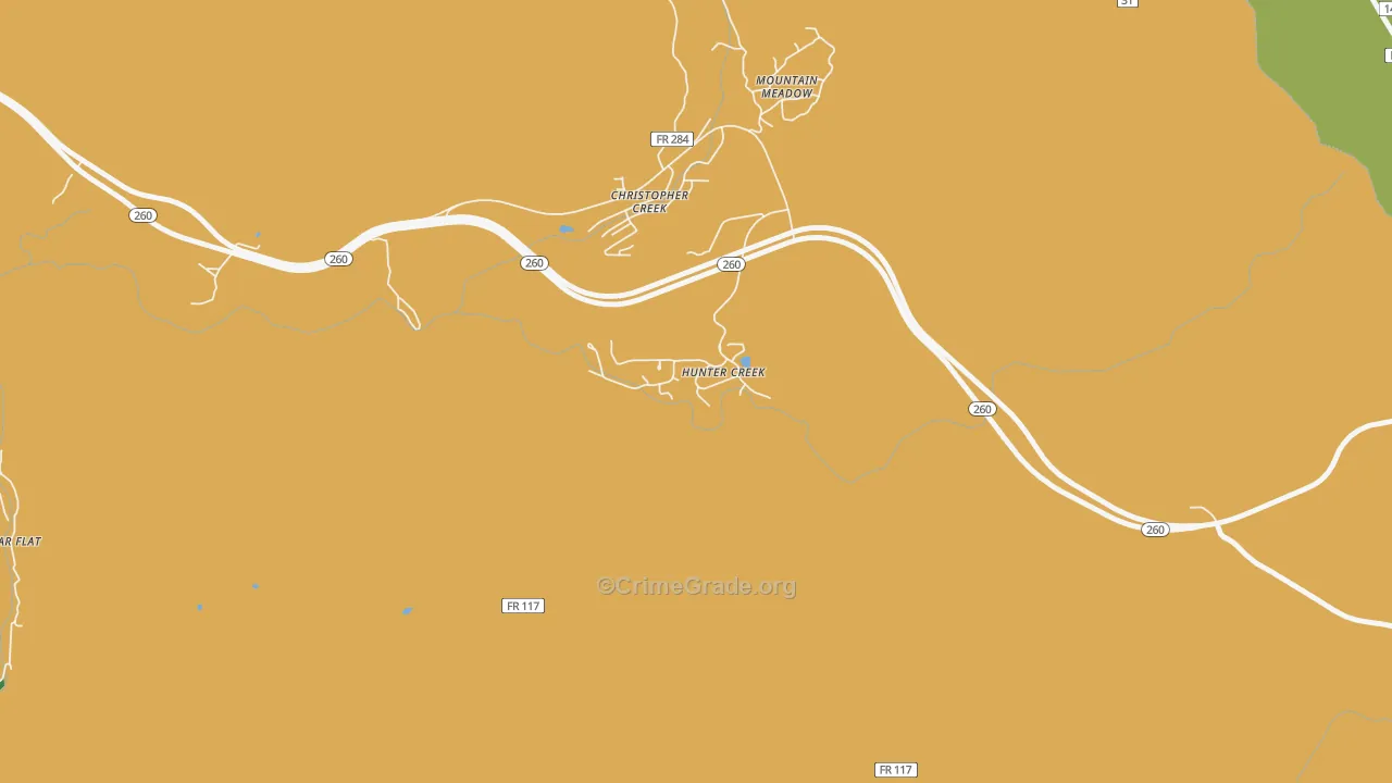 Hunter Creek, AZ Map of Assault Rates