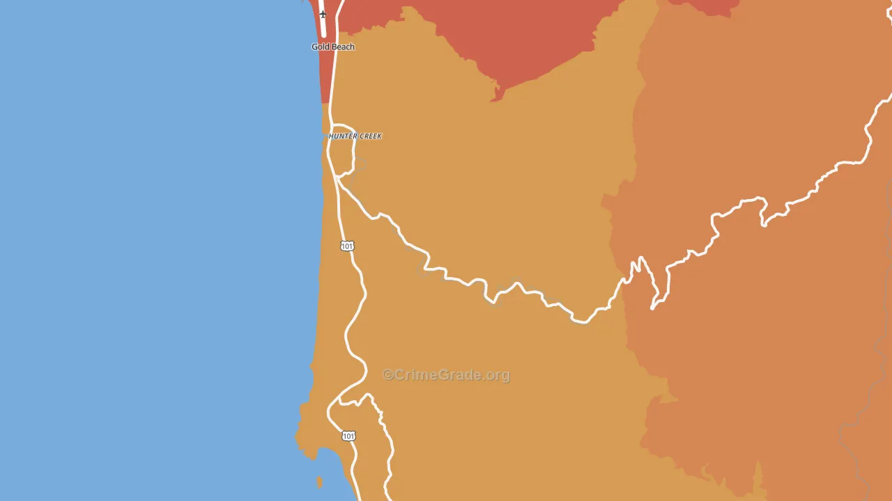 Hunter Creek, OR Map of Assault Rates