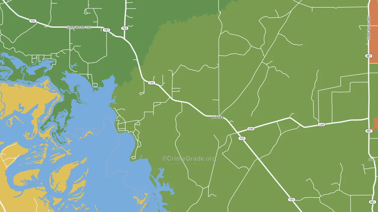 Hunter, LA Map of Assault Rates