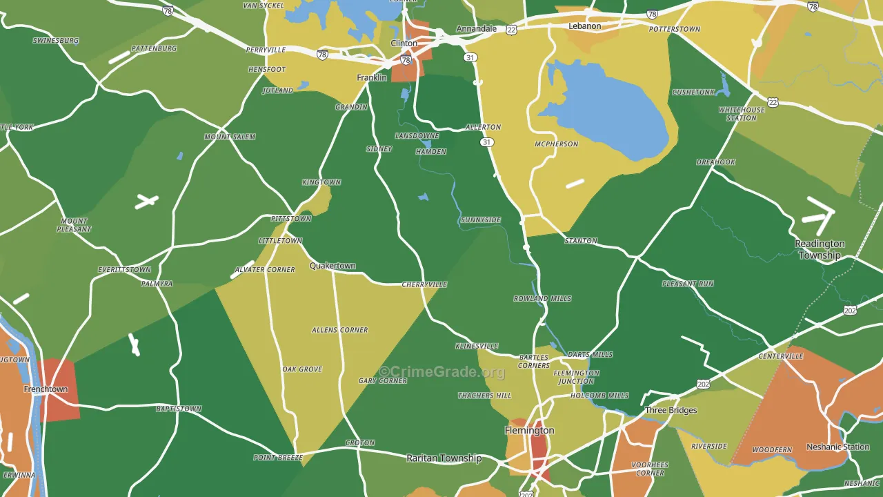 Hunterdon County, NJ Map of Assault Rates