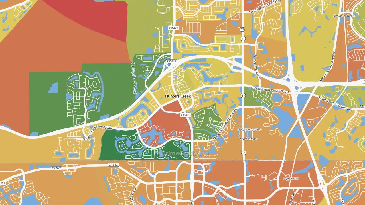Hunters Creek, FL Map of Assault Rates