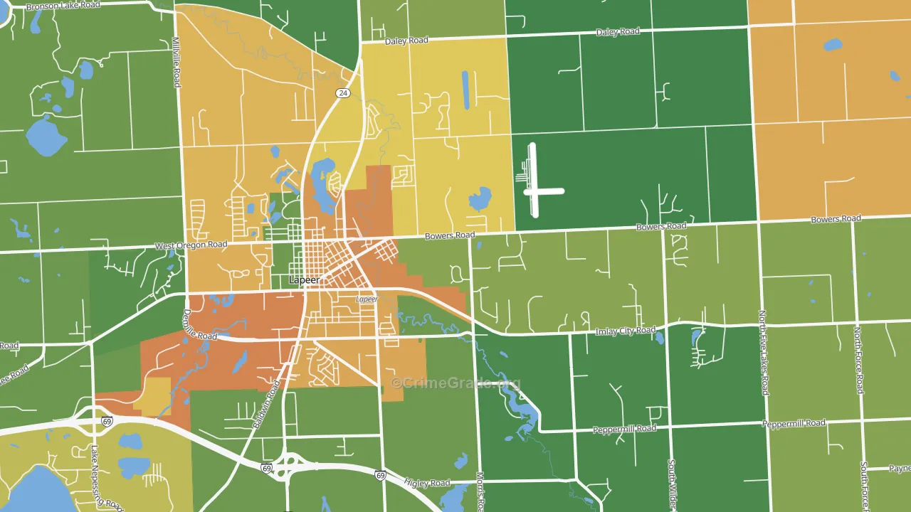 Hunters Creek, MI Map of Assault Rates