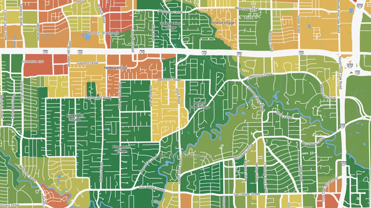 Hunters Creek Village, TX Map of Assault Rates