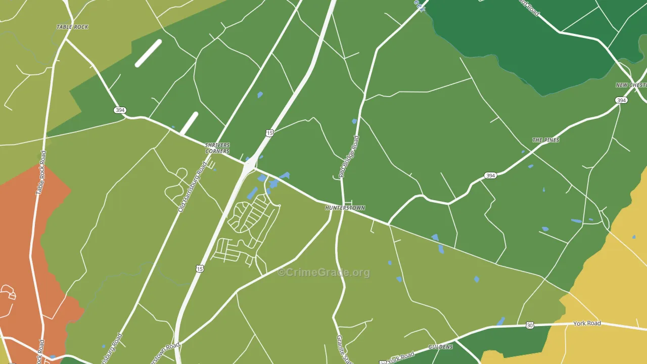 Hunterstown, PA Map of Assault Rates