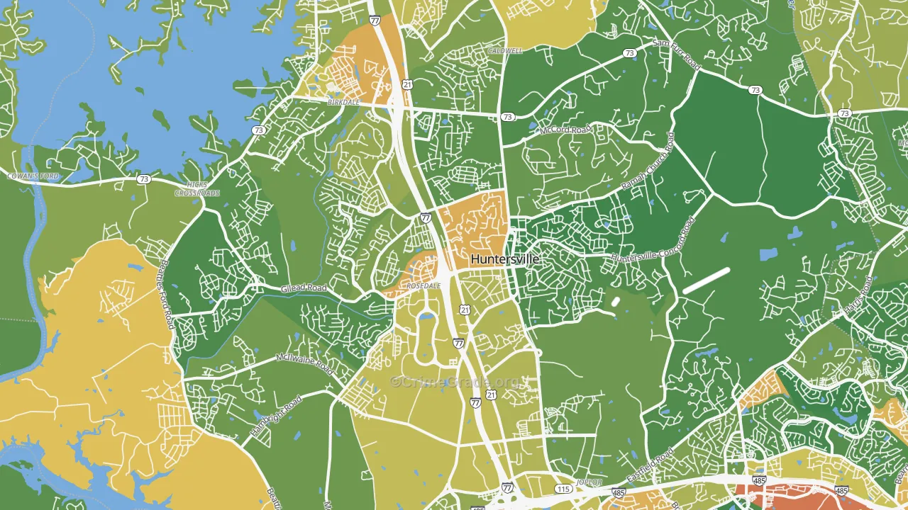 Huntersville, NC Map of Assault Rates