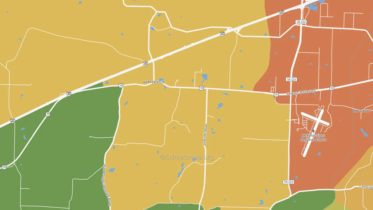 Huntersville, TN Map of Assault Rates