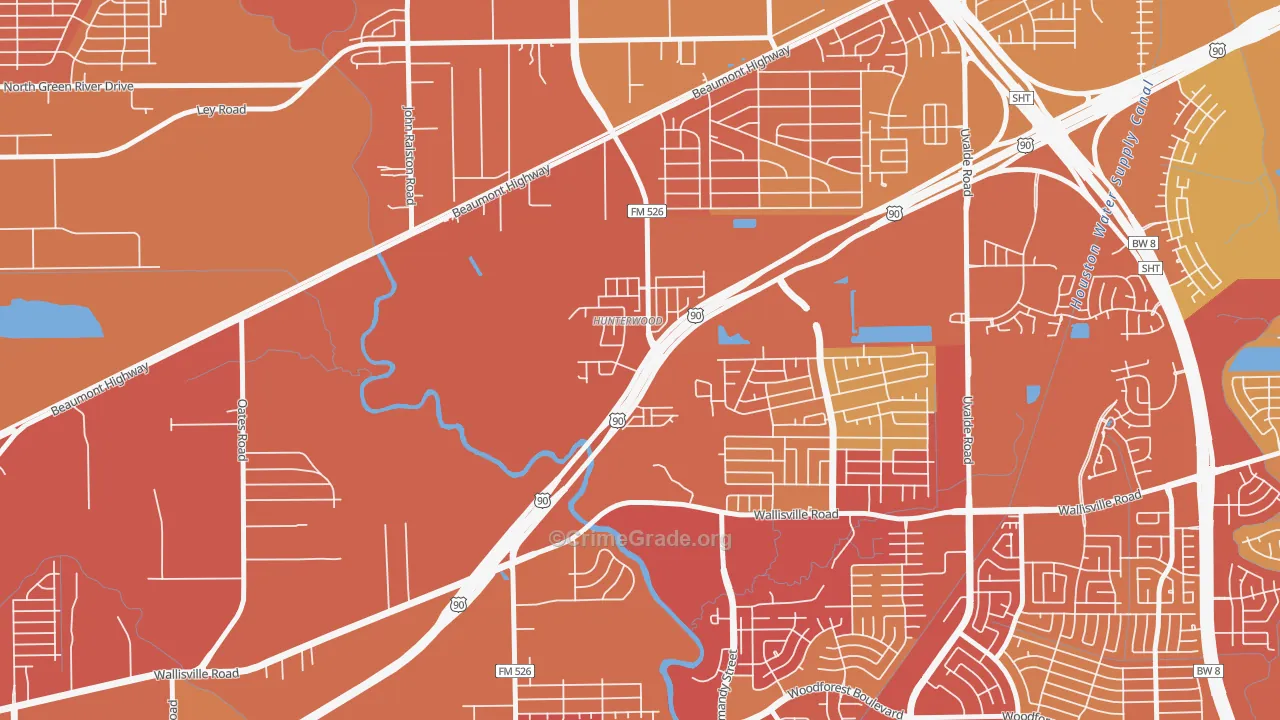 Hunterwood, Houston, TX Map of Assault Rates