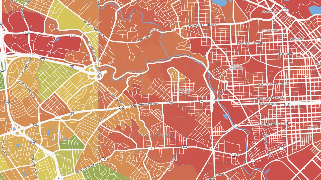 Hunting Ridge, Baltimore, MD Map of Assault Rates