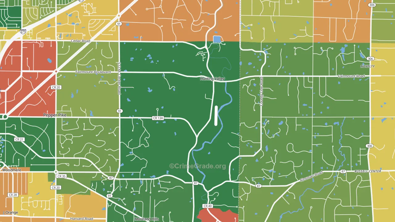 Hunting Valley, OH Map of Assault Rates
