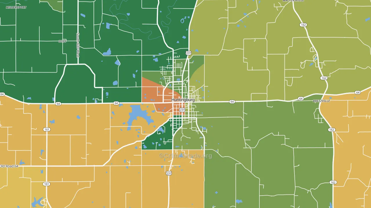 Huntingburg, IN Map of Assault Rates