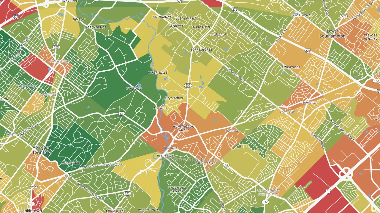 Huntingdon Valley, PA Map of Assault Rates